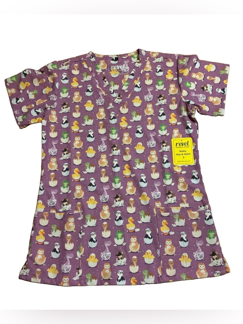 Revel Women’s Easter Print Scrub Top - Small